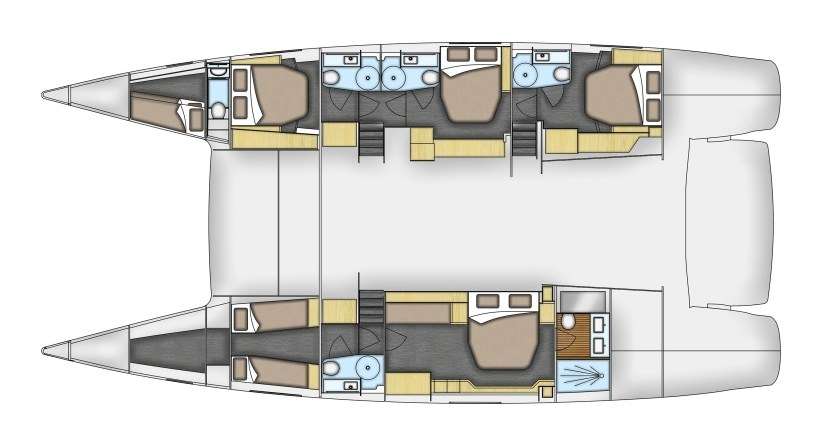 Explore the layout and specifications for LIR, a 67 ft Sailing Catamaran