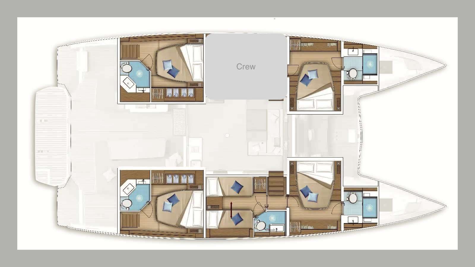 Explore the layout and specifications for VALINOR (Mediterranean), a 54 ft Sailing Catamaran