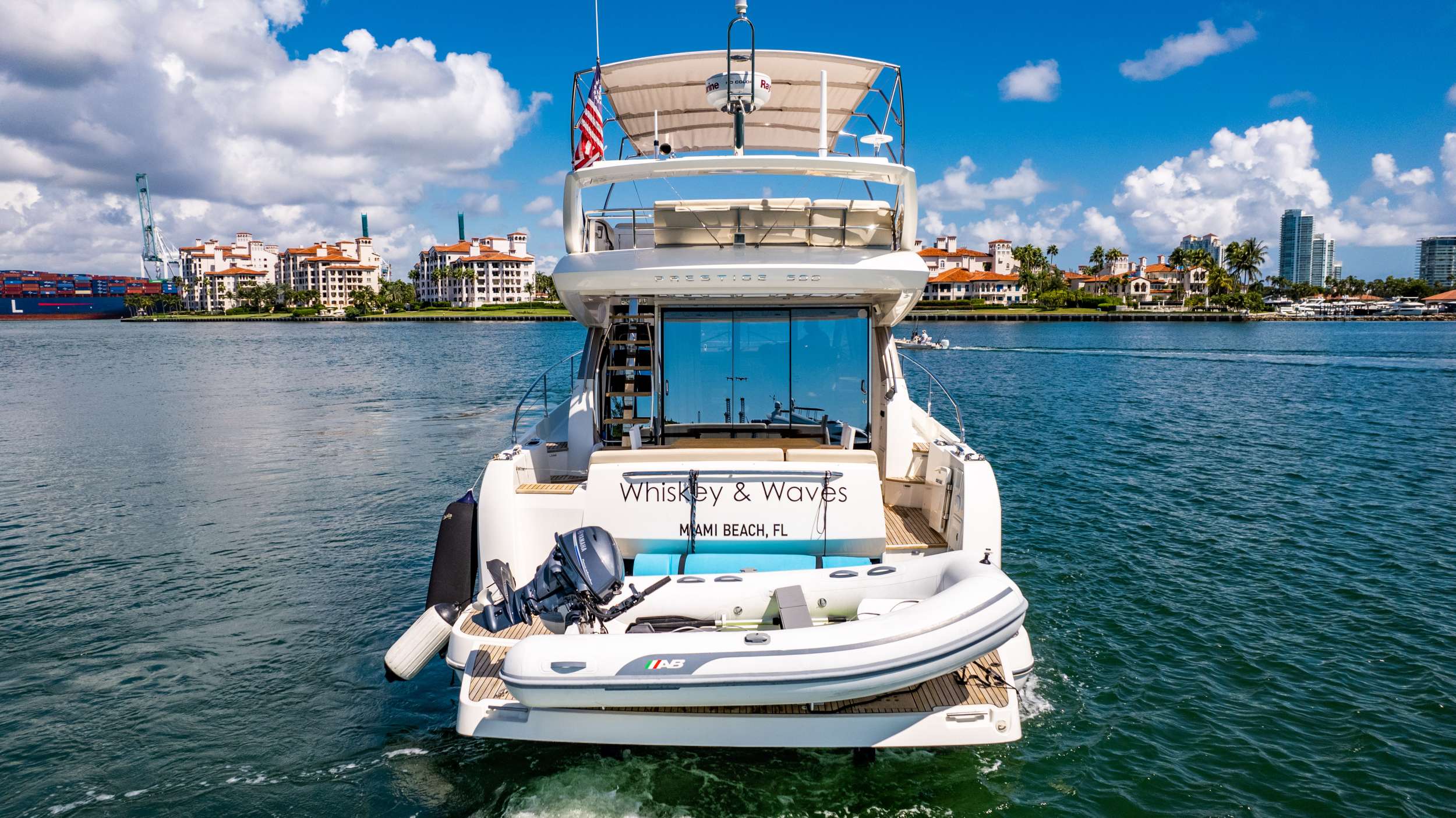 Stern view of the yacht