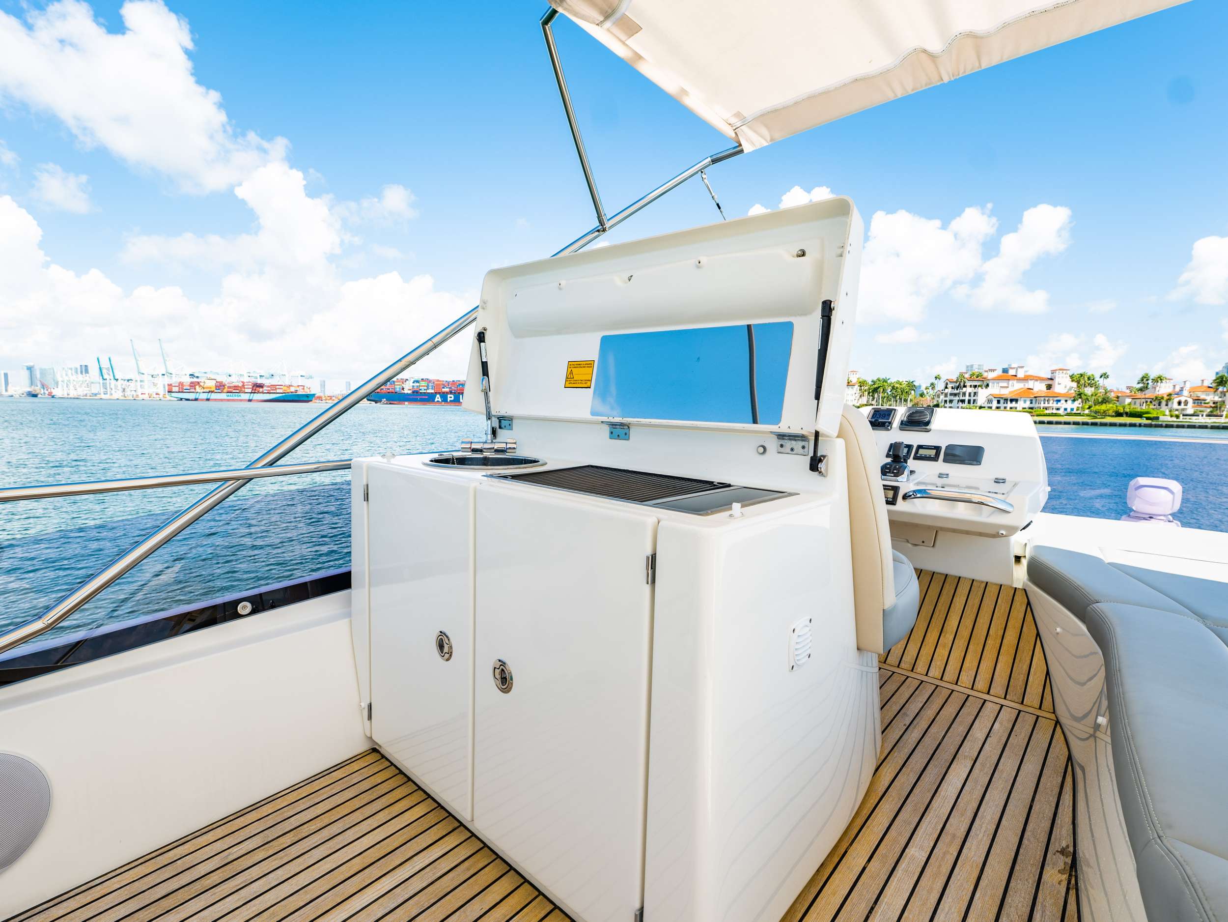 Flybridge galley area with BBQ