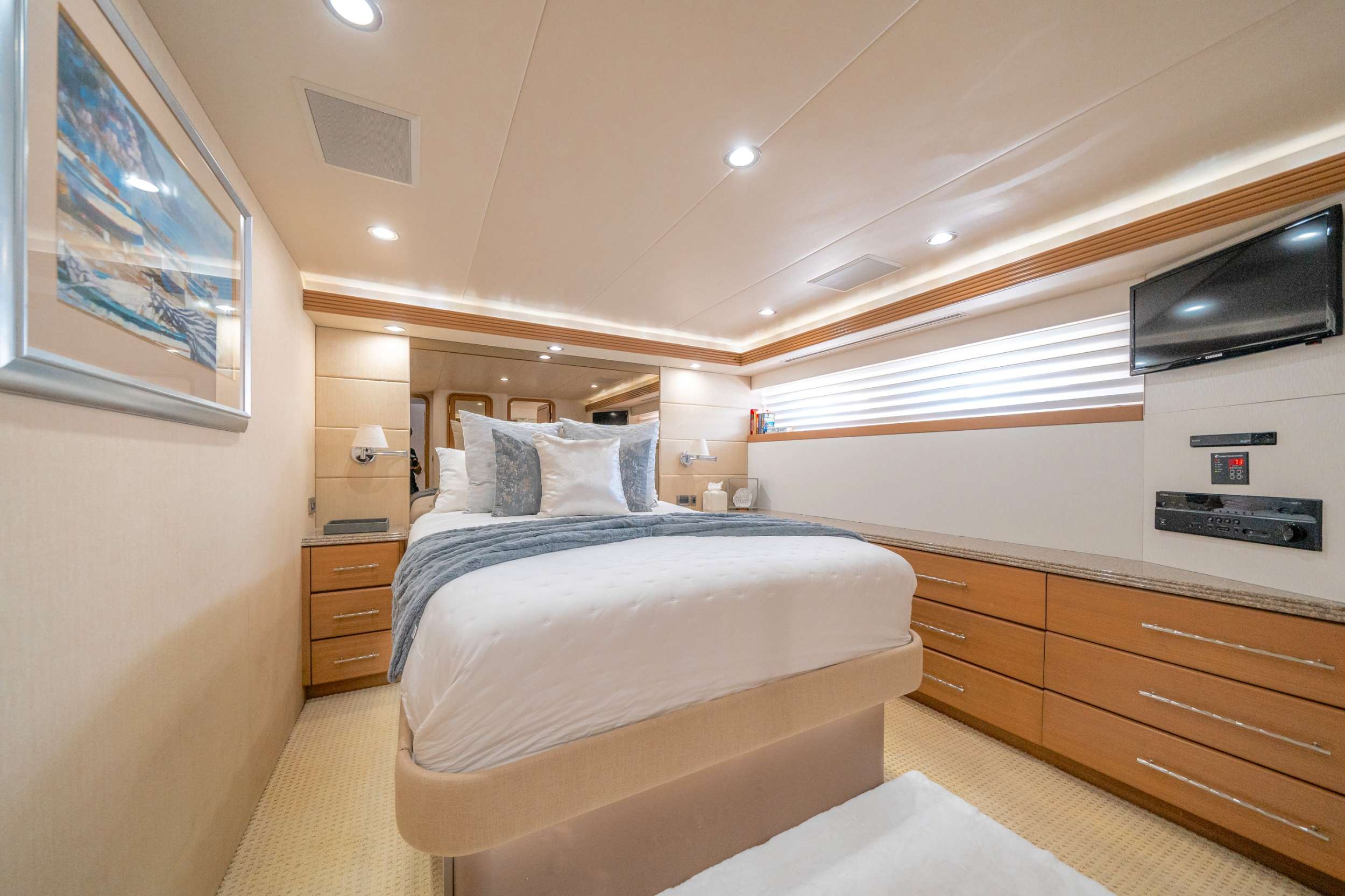 Port Side Guest Stateroom with queen size bed