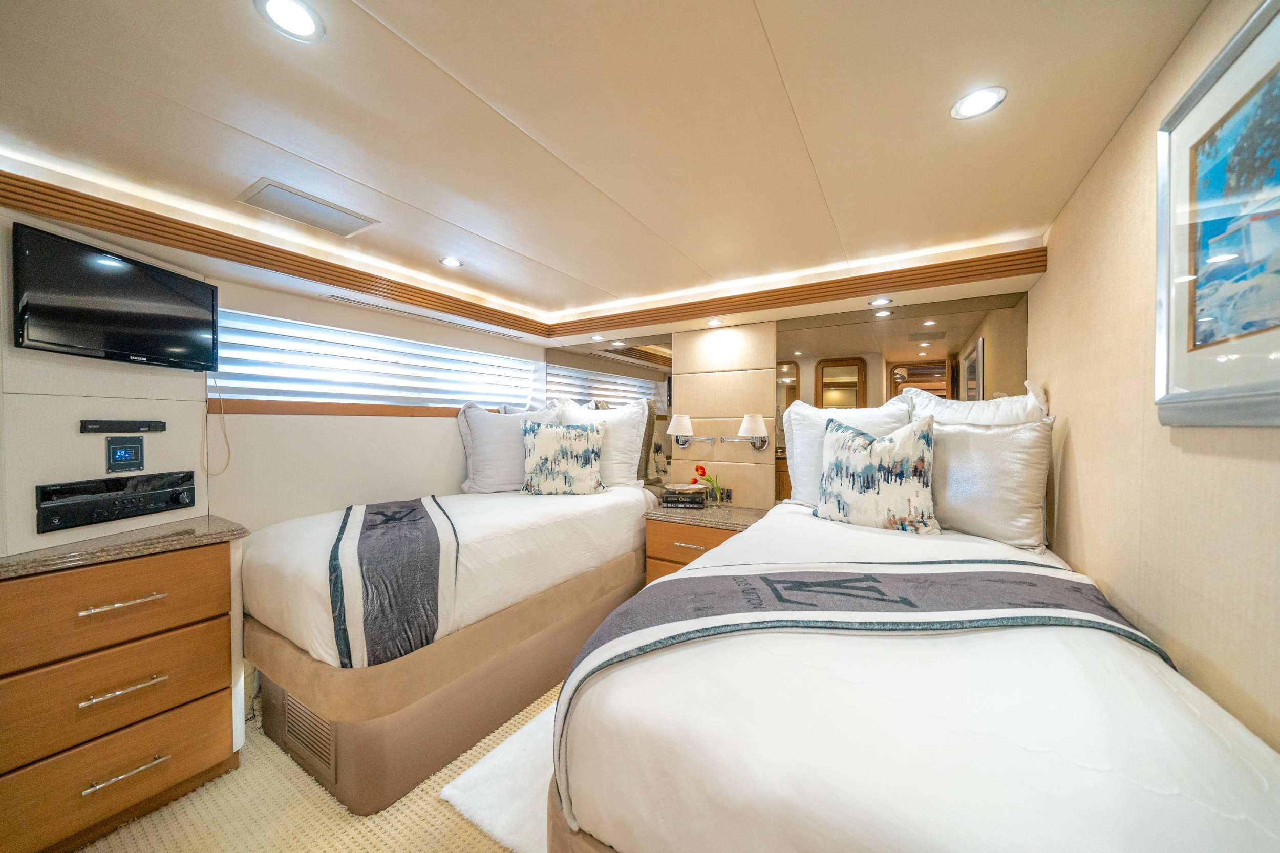 Starboard side Guest Stateroom with twin size beds